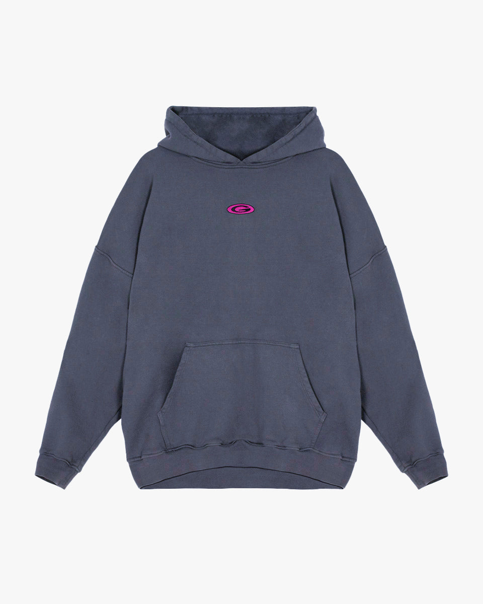 Parte delantera de sudadera guayabi con logo de guayabi en rosa.